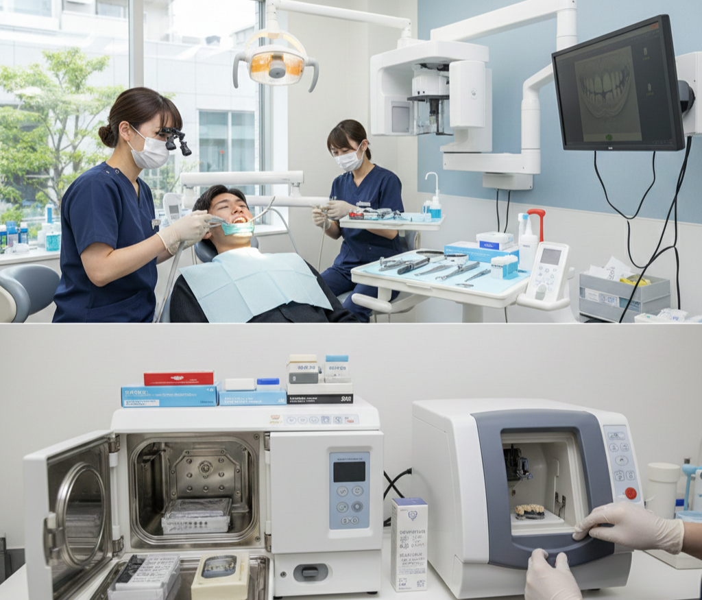 歯科治療の様子や歯科医療機器の写真