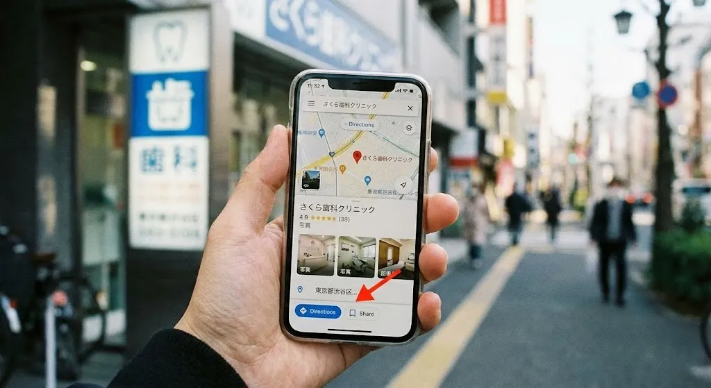 歯科医院Googleマップの検索結果画面イメージ