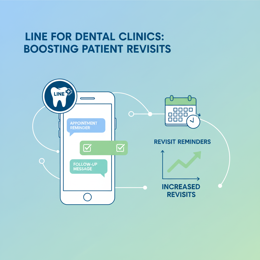 歯科医院のLINE配信で再来院率を上げる方法 - スマートフォンとLINEチャット画面のイラスト
