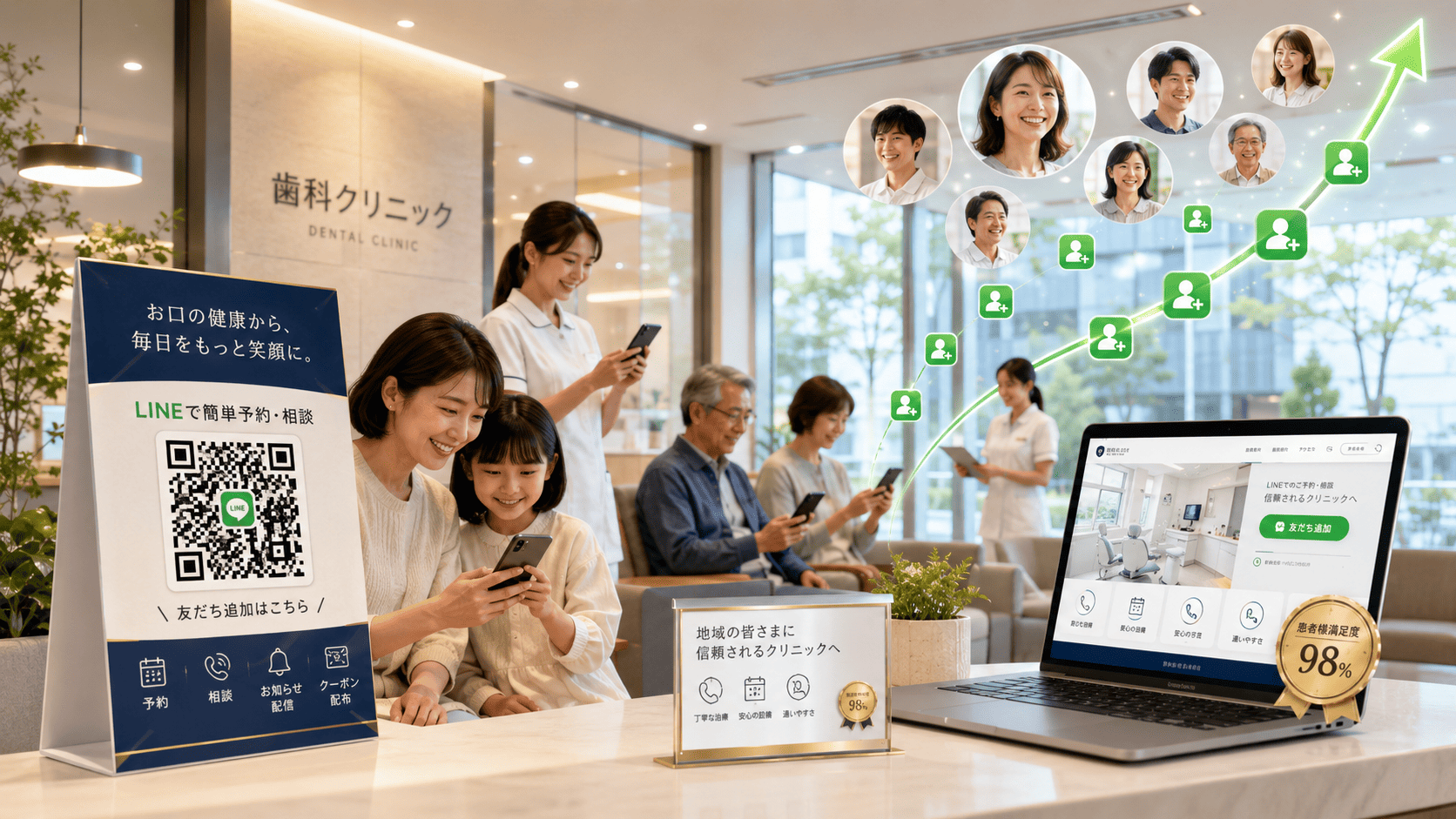 受付のQRコードやWebからLINE友だちを増やす歯科医院の集患施策