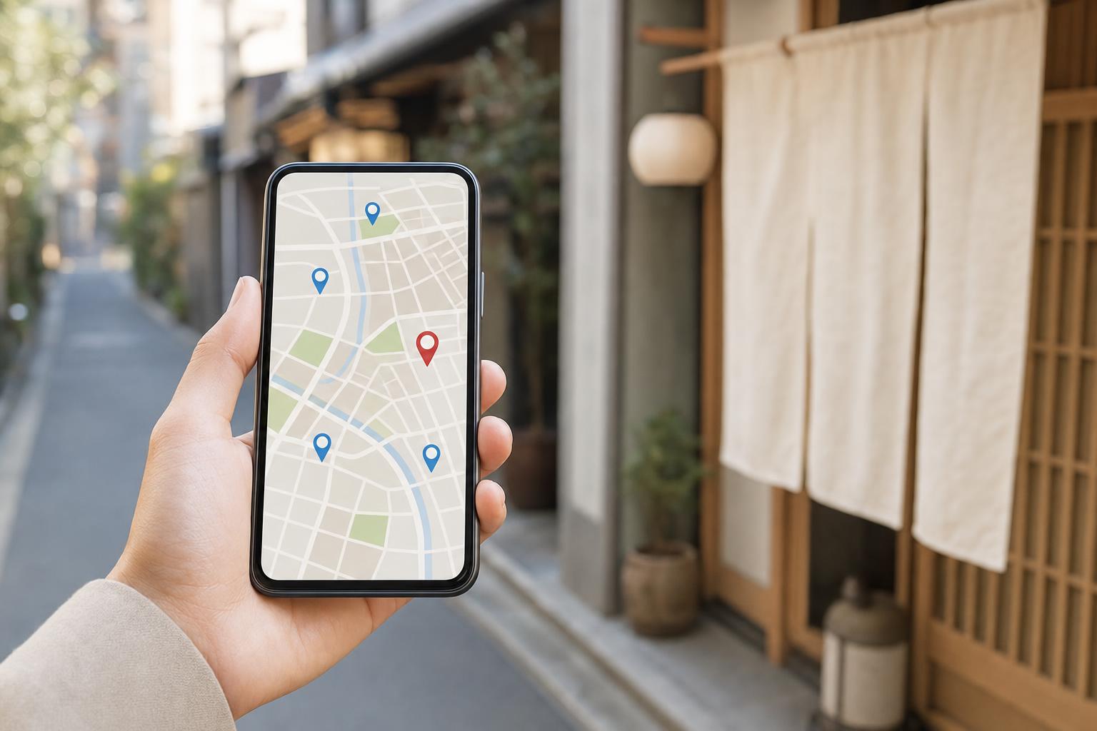 スマートフォンの地図アプリで歯科医院を探すイメージ