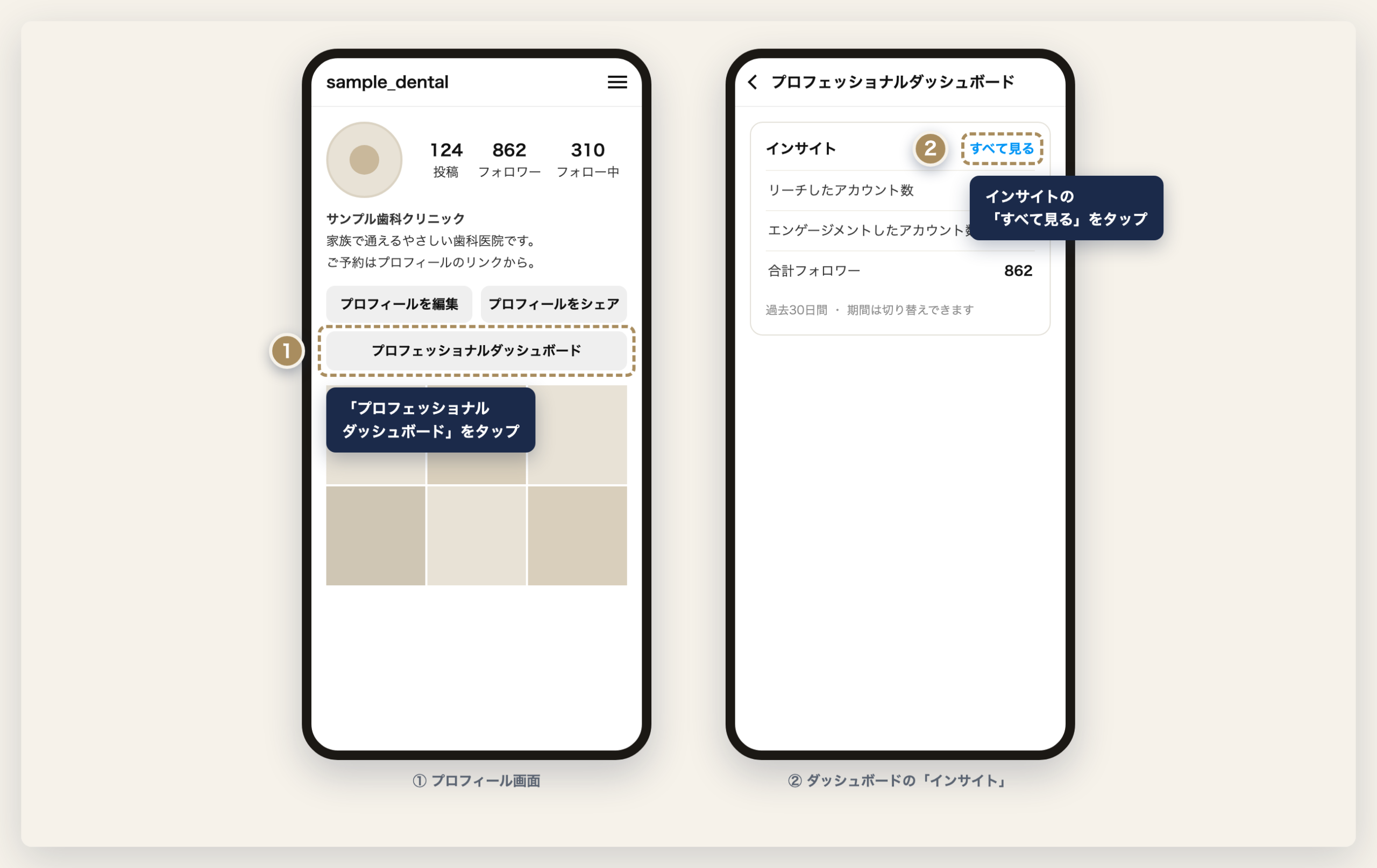 Instagramインサイトの開き方(プロフェッショナルダッシュボード)
