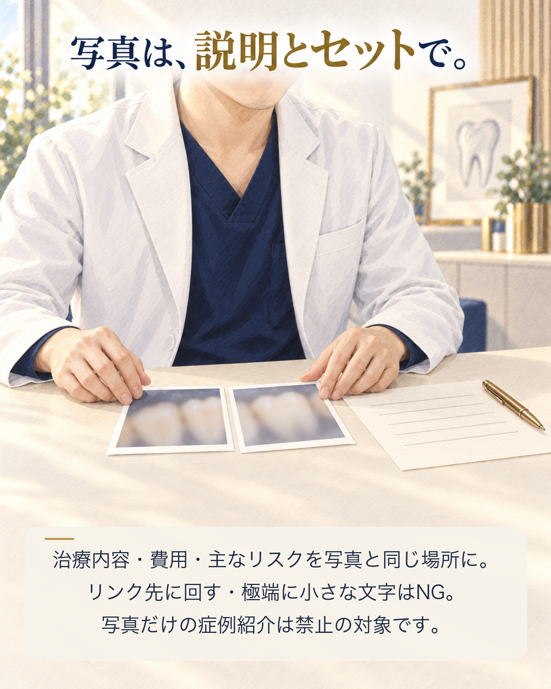 ビフォーアフター写真は説明とセットで載せる