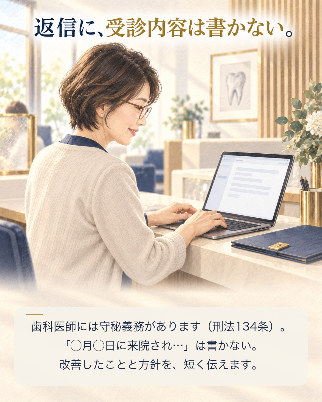 口コミへの返信に受診内容は書かない